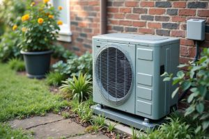 HVAC technician inspecting an air conditioner making strange noises in Middlefield CT