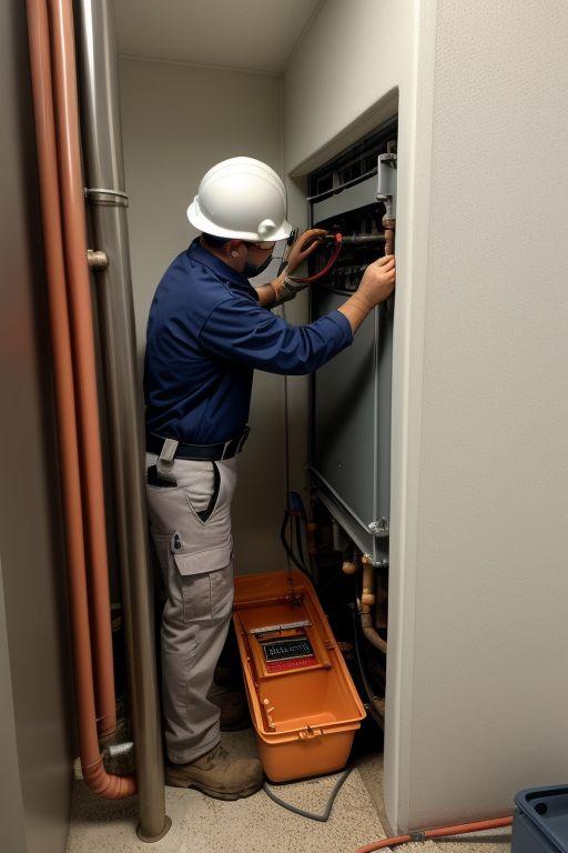  Technician performing a detailed furnace inspection and cleaning service, showing parts like the blower assembly and burner being cleaned for optimal efficiency.